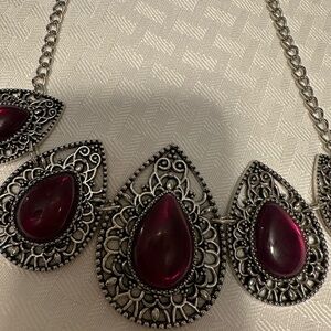 Silver Medallion Necklace & Earrings Set